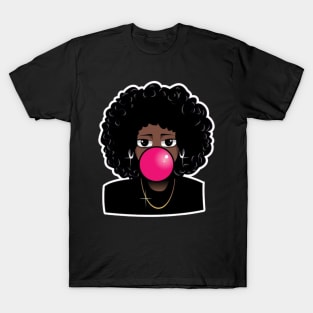 Big Curly Afro Natural Hair Black Woman T-Shirt